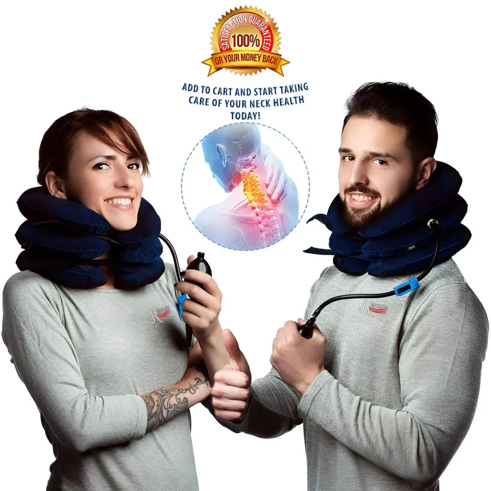 Inflatable Cervical Traction Collar Neck Pillows Adjustable Neck Support Brace Pain Relief  & Injury Recovery Stretcher